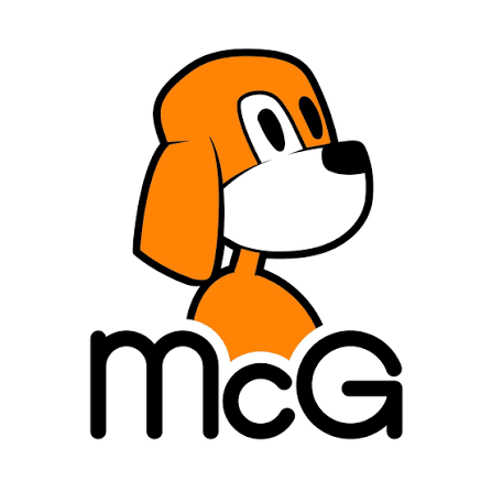 MCG orange dog mascot and wordmark logo
